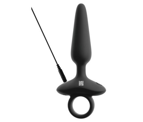 ANOS Flexible Vibrating Silicone Plug 15 cm with Ring Handle Black