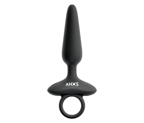 ANOS Flexible Vibrating Silicone Plug 15 cm with Ring Handle Black