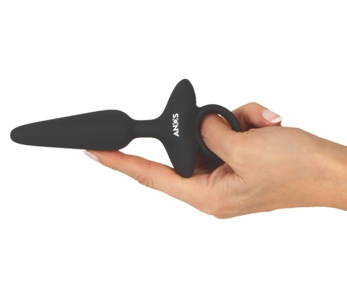 ANOS Flexible Vibrating Silicone Plug 15 cm with Ring Handle Black