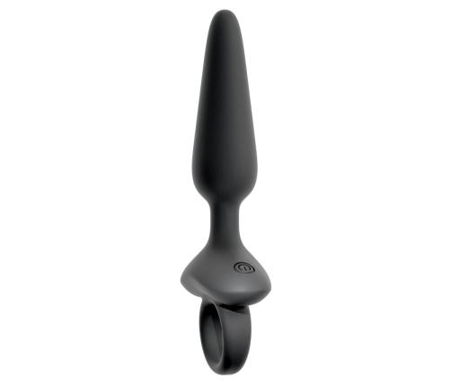 ANOS Flexible Vibrating Silicone Plug 15 cm with Ring Handle Black