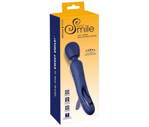 Sweet Smile 2in1 Wand Intimate Device with Flicking System, Purple, 24.3cm