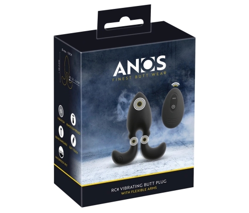 ANOS RC Vibrating Plug Flexible Arms 10 Modes Silicone Black 10.2cm
