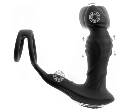 Rebel RC Vibrating Plug with Moving Rings & Nodding Tip, Black, 14.5cm