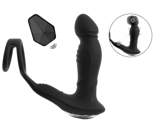 Rebel RC Vibrating Plug with Moving Rings & Nodding Tip, Black, 14.5cm