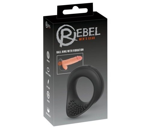 Rebel Vibrating Silicone Performance Ring Black 8.6cm Waterproof USB