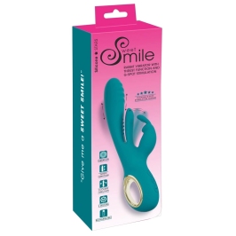 Sweet Smile Rabbit Vibrator with Thrust Function & Flicking Tongue 25cm Pink