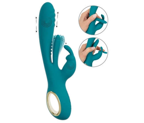 Sweet Smile Rabbit Vibrator with Thrust Function & Flicking Tongue 25cm Pink