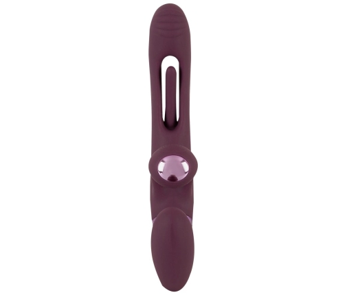 Javida Strapless Strap-On Flic Double Vibrator with Flicking System, Purple