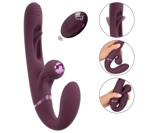 Javida Strapless Strap-On Flic Double Vibrator with Flicking System, Purple