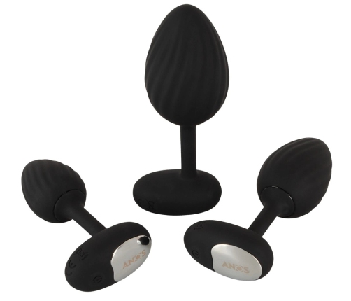 ANOS RC Vibrating Plug Set - 3 Sizes, Waterproof, Silicone, Black