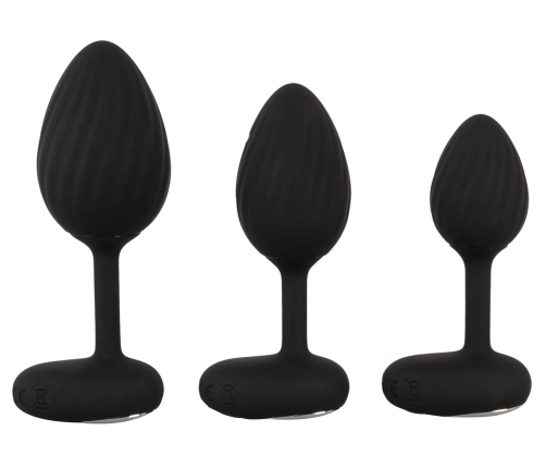 ANOS RC Vibrating Plug Set - 3 Sizes, Waterproof, Silicone, Black