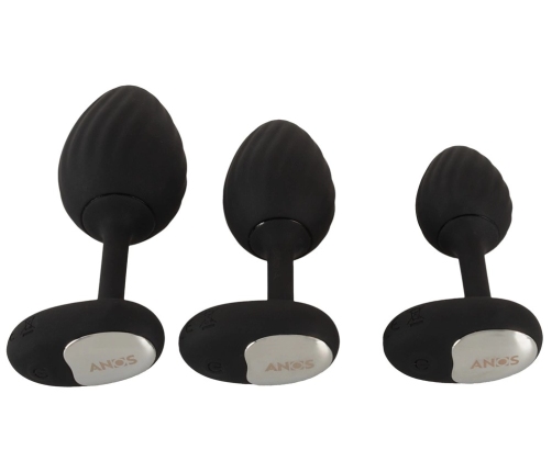ANOS RC Vibrating Plug Set - 3 Sizes, Waterproof, Silicone, Black