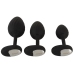 ANOS RC Vibrating Plug Set - 3 Sizes, Waterproof, Silicone, Black