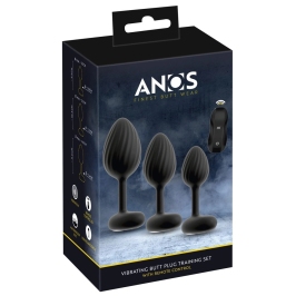 ANOS RC Vibrating Plug Set - 3 Sizes, Waterproof, Silicone, Black ANOS RC Vibrating Plug Set - 3 Sizes, Waterproof, Silicone, Black