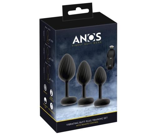 ANOS RC Vibrating Plug Set - 3 Sizes, Waterproof, Silicone, Black