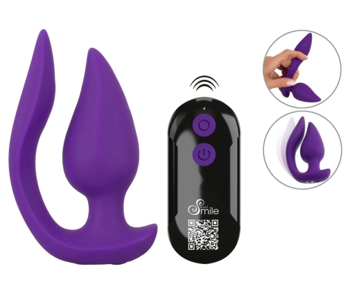 Sweet Smile RC 2in1 Dual Motor Plug & Panty Vibe, Silicone, Black