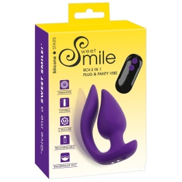 Sweet Smile RC 2in1 Dual Motor Plug & Panty Vibe, Silicone, Black