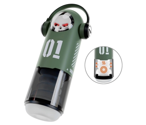 Rebel SKULL 3F Intimate Device with Heating & Thrusting, Black, 30 cm