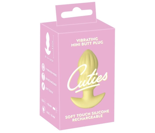 Cuties Vibrating Plug Yellow - Compact Silicone Model, 7 Modes, 8 cm