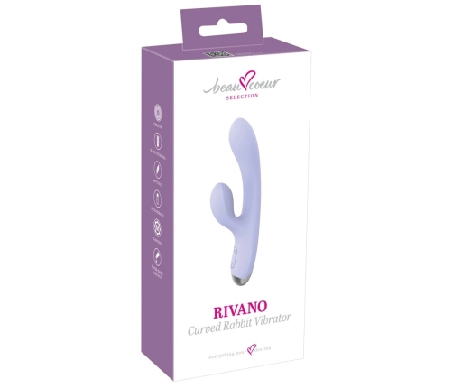 beau coeur Rivano Curved Rabbit Vibrator, Dual Motor, Soft Silicone, 20.4cm