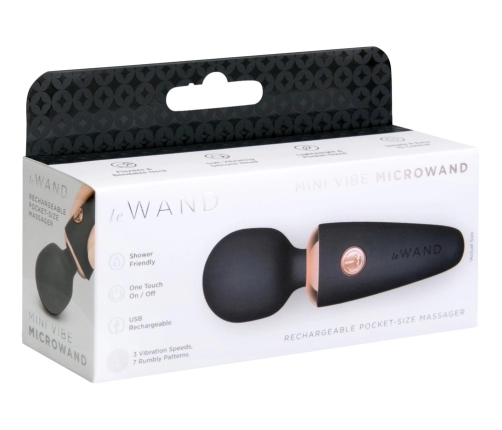 le Wand Mini Microwand Black - Compact Rechargeable Massage Wand 10 cm