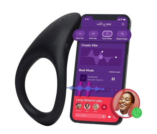 We-Vibe Verge 2 Flexible Silicone Intimate Ring with App Control, Black