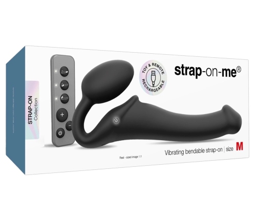 Strap-On-Me Vibrating Bendable Strap-On Black 3 Motors Silicone 15.2cm