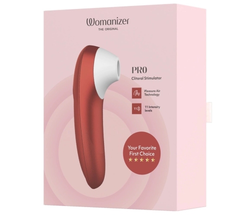 Womanizer Pro Red - Compact Air Technology Stimulator, 11 Levels, Waterproof