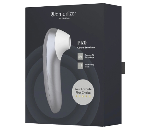 Womanizer Pro Silver - Compact Air Technology System, 11 Modes