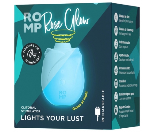 ROMP Rose Glow Air Pulse Intimate Device, Glow-in-the-Dark, 7.6 cm
