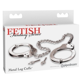 FFS Metal Leg Cuffs Silver - Adjustable Steel Restraint System 45cm