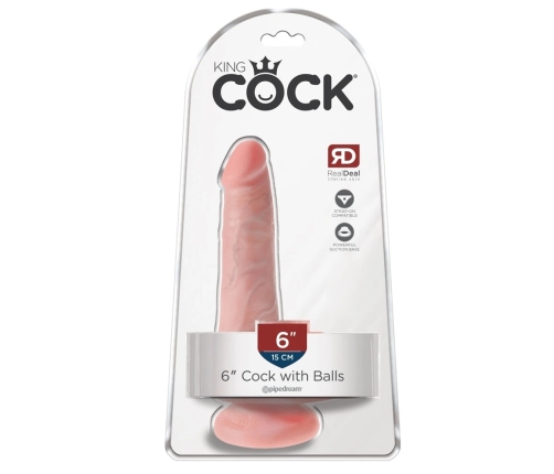 King Cock 6 Cock w Balls Light