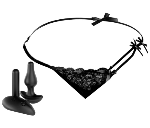 HookUp Panties Remote Bowtie Bikini XL-XXL Rechargeable Black