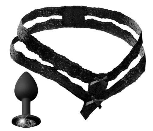 HookUp Panties Secret Gem XL-XXL Lace Intimate Set with Decorative Plug