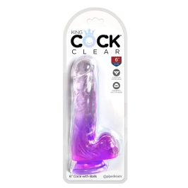 King Cock Clear 6" with Balls Intimate Model Purple TPE Suction Cup