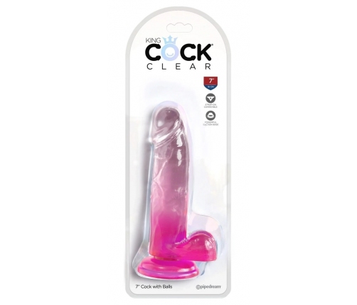 KingCockClear 7 w balls pink