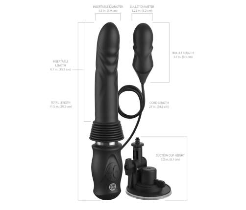 Fetish Fantasy Series Ultimate Silicone Thruster, 36.8 cm, Suction Cup, Black