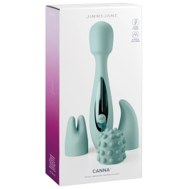 JimmyJane Canna Multifunctional Massage Wand with 3 Attachments, Black