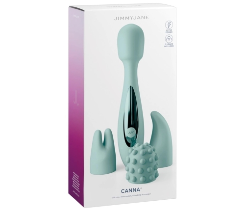 JimmyJane Canna Multifunctional Massage Wand with 3 Attachments, Black