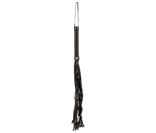 Magic Shiver Black Leather-Look Flogger 46cm with Woven Handle