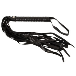 Magic Shiver Black Leather-Look Flogger 46cm with Woven Handle