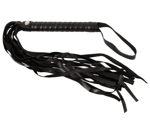Magic Shiver Black Leather-Look Flogger 46cm with Woven Handle