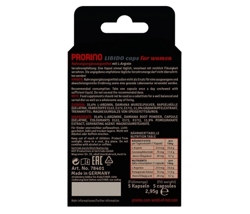 PRORINO Kapsułki dla kobiet 5 szt. suplement diety z ekstraktami