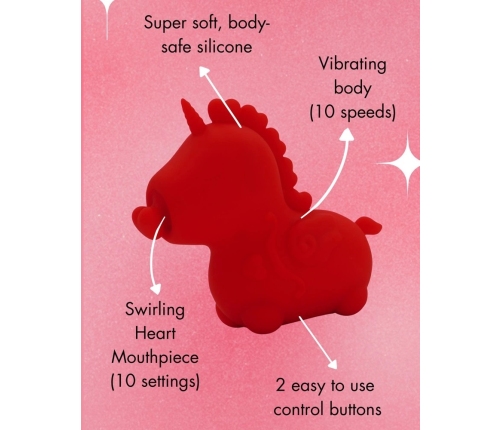Unihorn Cupids Beau Heart-Tongued Lay-On Vibrator, Pink, 9cm
