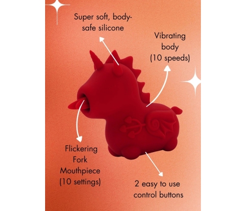 Unihorn Blaze Diablo Tongue-Motion Silicone Intimate Device 9cm Red