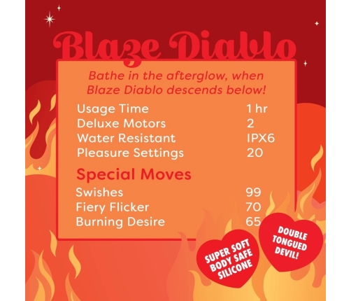Unihorn Blaze Diablo Tongue-Motion Silicone Intimate Device 9cm Red