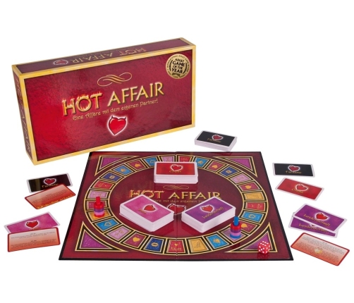 HOT AFFAIR Couples Game - Board Set with 4 Activity Card Decks, German