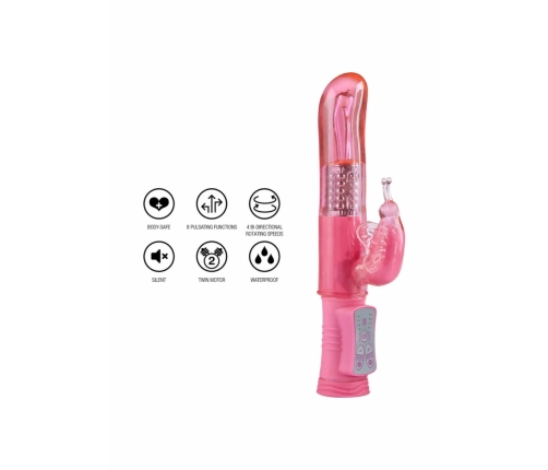 TOYJOY Happy Hugging Butterfly Dual Motor Vibrator, 8 Modes, Pink