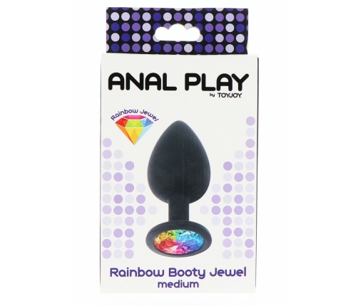 TOYJOY Rainbow Booty Jewel Medium Silicone Plug with Multicolor Gem