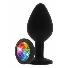TOYJOY Rainbow Booty Jewel Medium Silicone Plug with Multicolor Gem